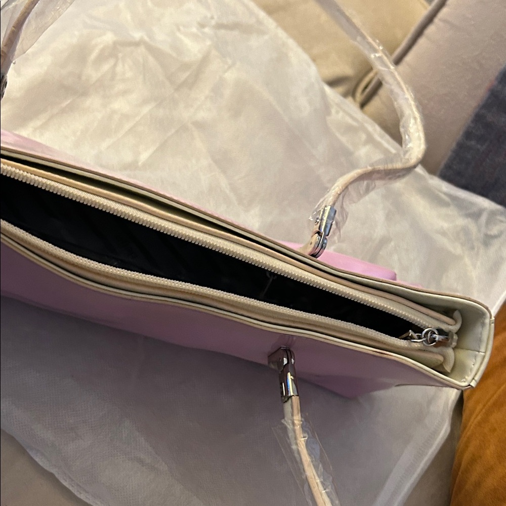 Pinkish/Lavender and Cream Women's Bag - Picture 5 of 8
